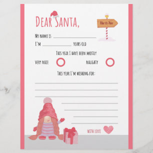 Flyer Navidades rosados y rojos niños Querida Santa Cart
