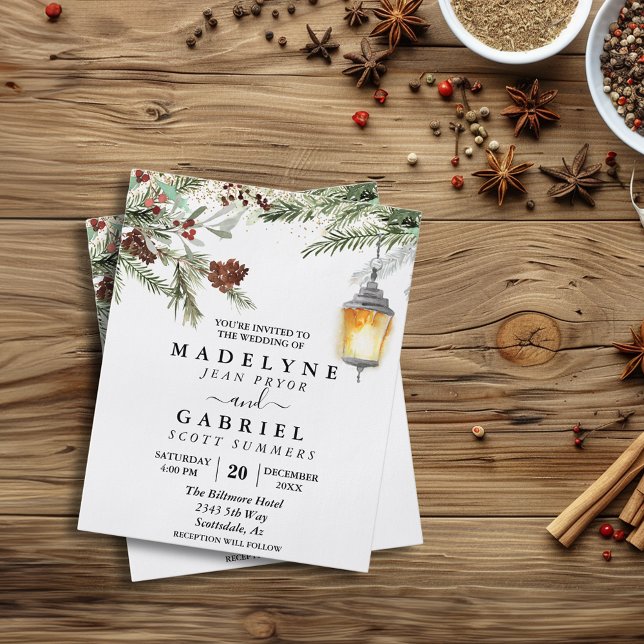 Flyer Navidades Winter Elegant Pine Drop Black Boda (Subido por el creador)