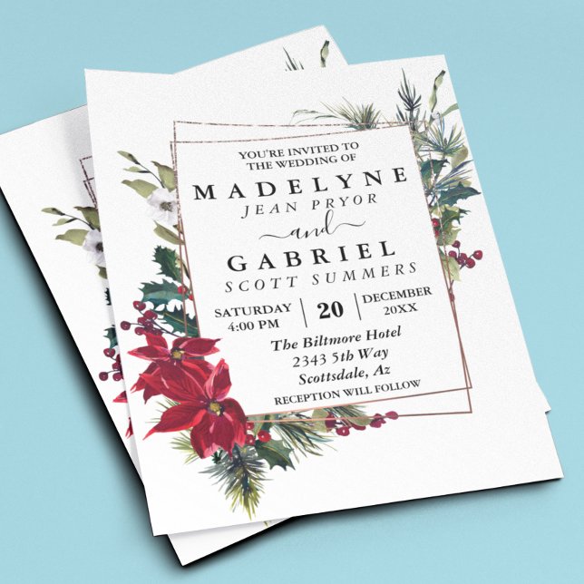 Flyer Navidades Winter Elegant Poinsettia Boda negro (Subido por el creador)