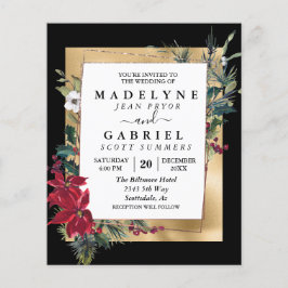 Flyer Navidades Winter Elegant Poinsettia Gold Boda