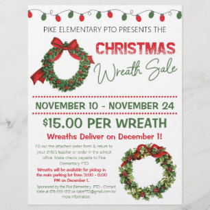 Flyer Navidades Wreath Sale   Recaudación de fondos de l