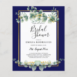 Flyer NAVY AZUL GOLD Greenery Eucalyptus BRIDAL DUCHA