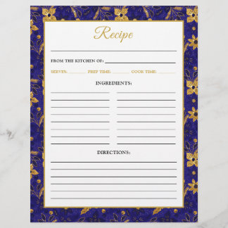 Flyer Navy Blue and Gold Poinsettia Flowers Recipe Page