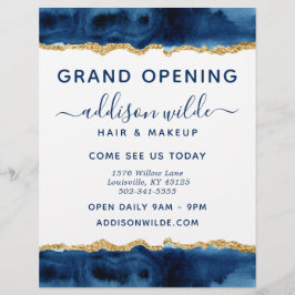 Flyer Negocio acuático Navy Blue And Gold