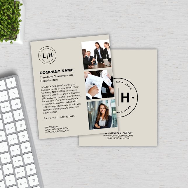 Flyer Negocio con logotipos personalizados modernos (Modern Custom Business Logo Photo Company Flyer by MINTIC DESIGN STUDIO)