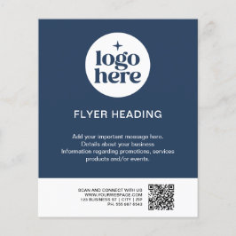 Flyer Negocio de código QR de logotipo personalizado azu