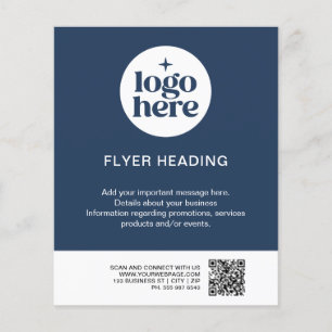 Flyer Negocio de código QR de logotipo personalizado azu