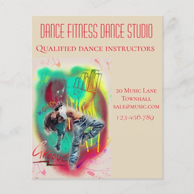 Flyer Negocio de las lecciones de danza del estudio de (Frente)