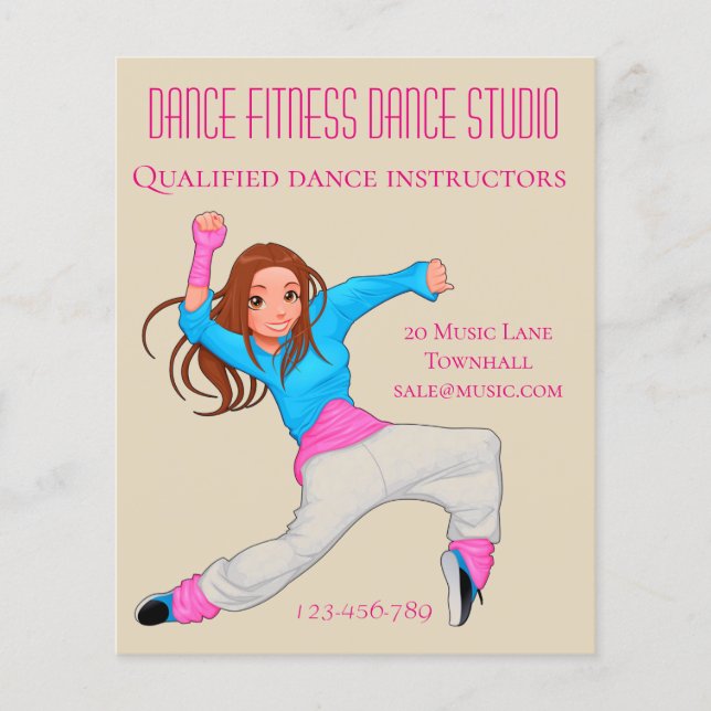 Flyer Negocio de lecciones de baile en estudio de baile (Frente)