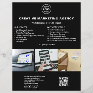 Flyer Negocio de Marketing de Código QR de Foto con Logo