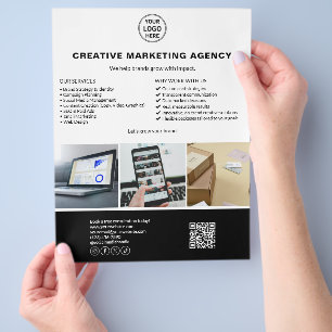 Flyer Negocio de Marketing de Foto QR de Logo Moderno