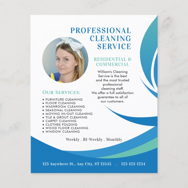 Flyer Negocio de Servicio de Limpieza Foto Personalizada (Frente)