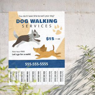 Flyer Negocio de Servicios de Paseo de Perros Desprendib