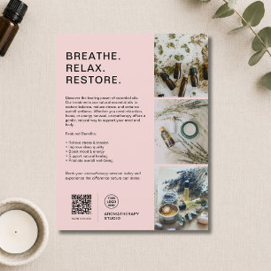 Flyer Negocio de Spa de Aromaterapia Rosa con Logotipo P