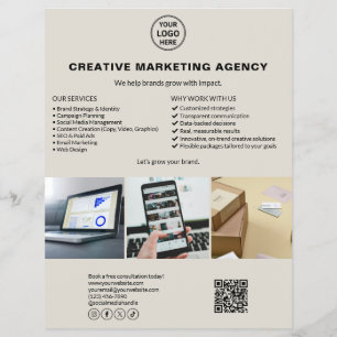 Flyer Negocios de Marketing Neutral con Logotipo Moderno