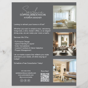 Flyer Negocios Grises Profesionales Modernos