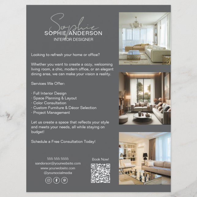 Flyer Negocios Grises Profesionales Modernos (Frente)