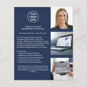 Flyer Negocios Profesionales de Azul Marino Logo Moderno