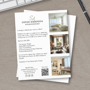 Flyer Negocios Profesionales QR de Foto con Monograma Pe