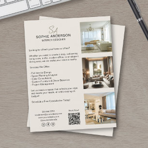 Flyer Negocios Profesionales QR de Foto con Monograma Pe