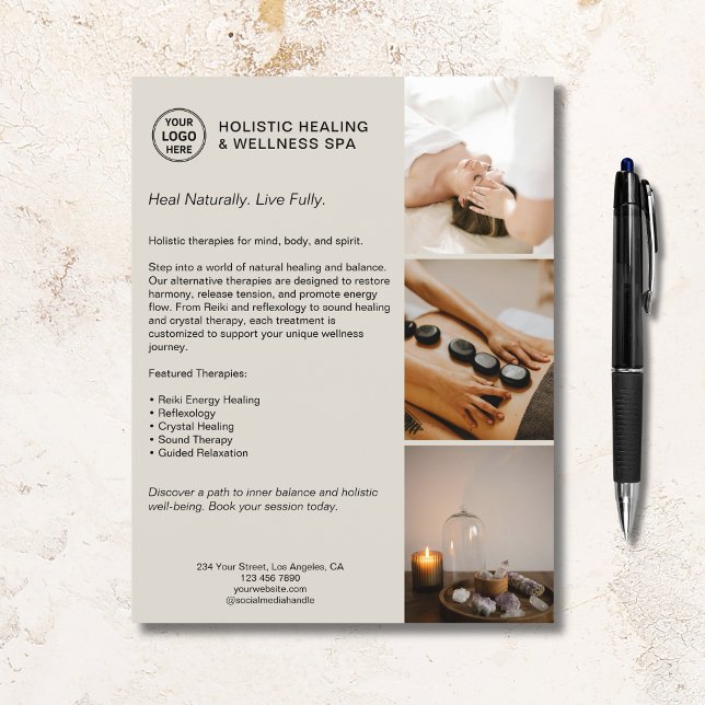 Flyer Negocios promocionales de terapeutas de salud holí (Holistic Health Therapist Promotional Business Flyer)