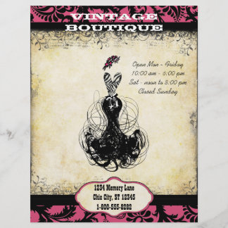 Flyer Negra y rosa Vintage Boutique o Business