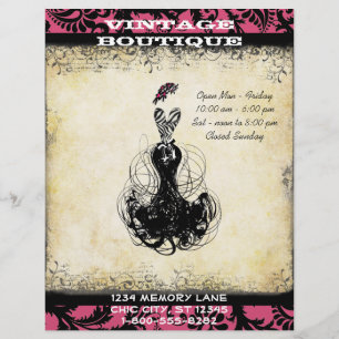 Flyer Negra y rosa Vintage Boutique o Business