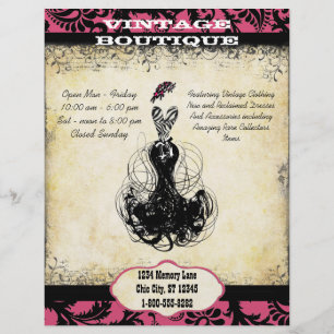 Flyer Negra y rosa Vintage Boutique o Business