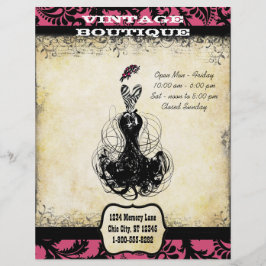 Flyer Negra y rosa Vintage Boutique o Business
