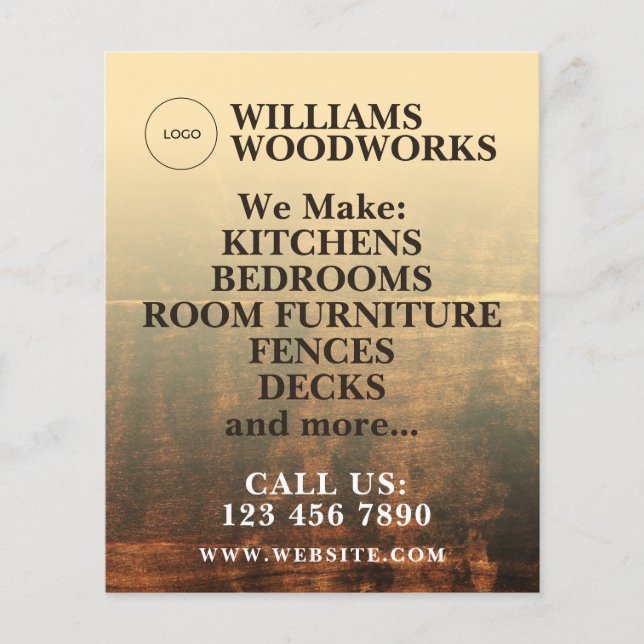 Flyer negrita de textura de madera (Frente)