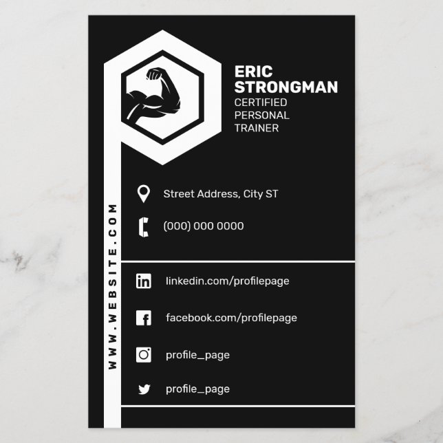 Flyer Negro inspirado en el fitness (Frente)