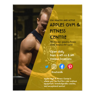Flyer negro y amarillo Photo gym entrenador personal ade