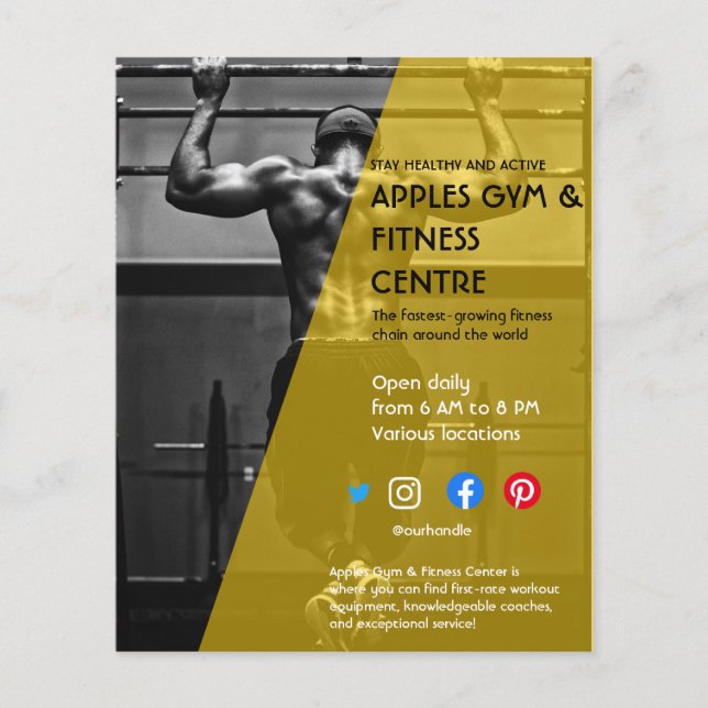 Flyer negro y amarillo Photo gym entrenador personal ade (Frente)