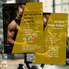Flyer negro y amarillo Photo gym entrenador personal ade
