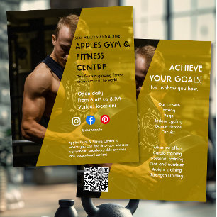 Flyer negro y amarillo Photo gym entrenador personal ade