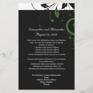 Flyer Negro y Blanco con Acento de Remolino Verde