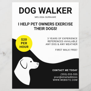 Flyer Negro y Blanco con Diseño de Perro Amarillo - Pase