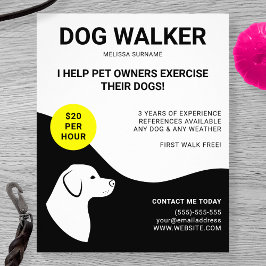 Flyer Negro y Blanco con Diseño de Perro Amarillo - Pase