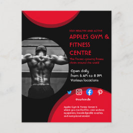 Flyer negro y rojo Photo gym entrenador personal fit Fly