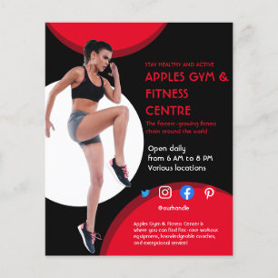 Flyer negro y rojo Photo gym entrenador personal fit Fly