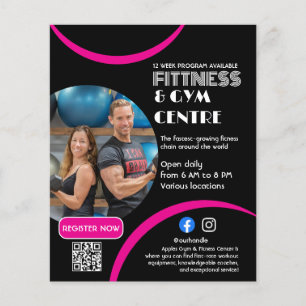 Flyer Negros y rosados Gym Personal Training Business