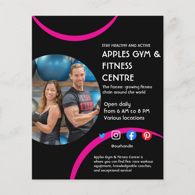 Flyer Negros y rosados Gym Personal Training Business (Frente)
