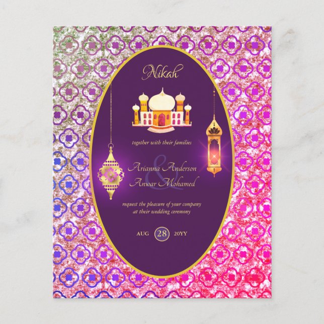 Flyer NIKAH - Invitación a la boda púrpura de la Mezquit (Frente)