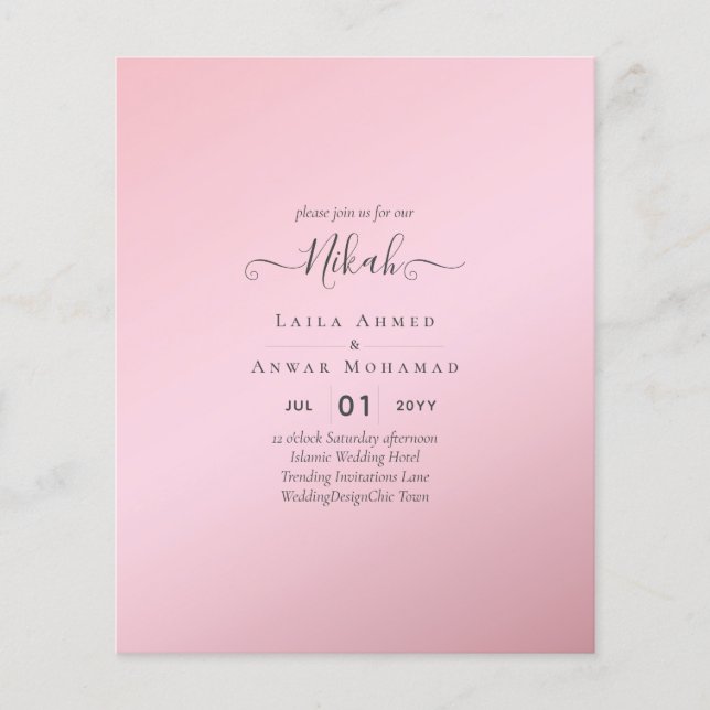 Flyer NIKAH - Personalizado de Invitaciones a la Boda Is (Frente)