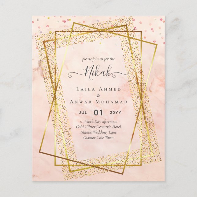 Flyer NIKAH - PRESUPUESTO Invitaciones - Marco de brillo (Frente)