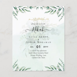 Flyer Nikah Walima GREENERY WEDDING INVITATION Islamic
