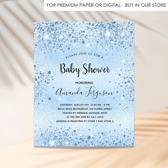 Flyer Niño azul de Baby Shower enciende invitación presu (Subido por el creador)