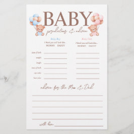 Flyer Niño Chica gemelos predice juego de Baby Shower