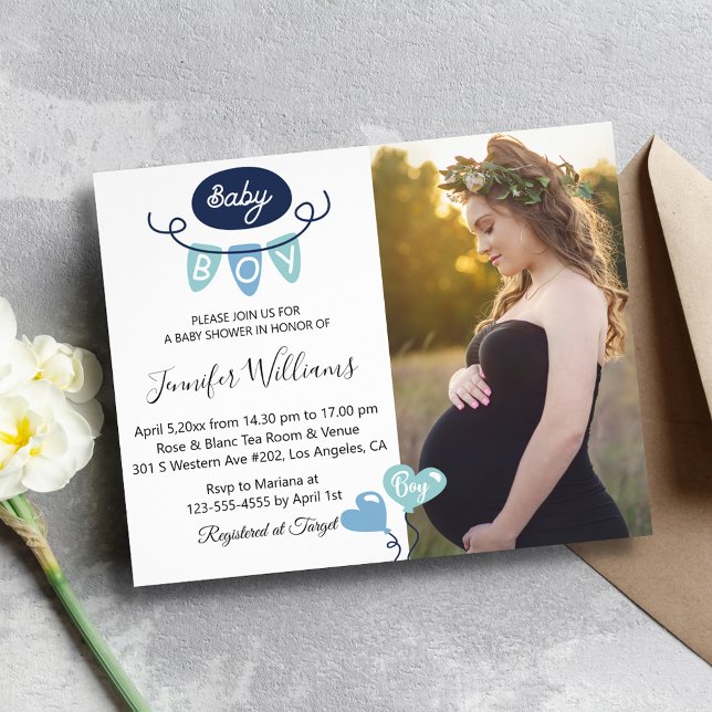 Flyer niño ducha de bebé invitación a moda de fotos mini (Subido por el creador)