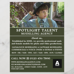 Flyer Niño en Gorra, agencia de modelación, agente model